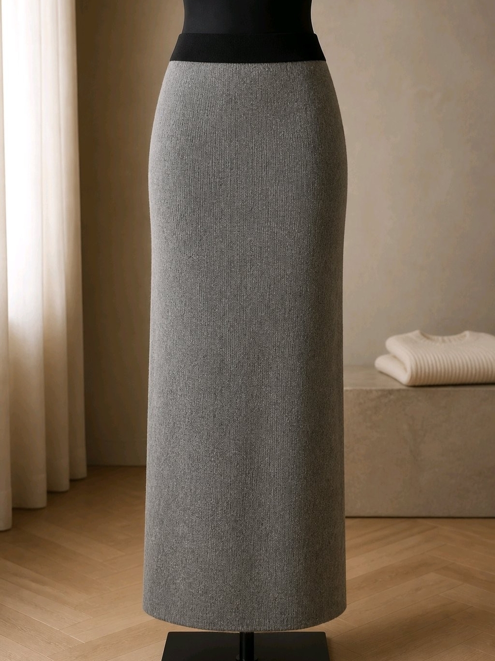 Nally & Millie Charcoal Gray Maxi Pencil Skirt